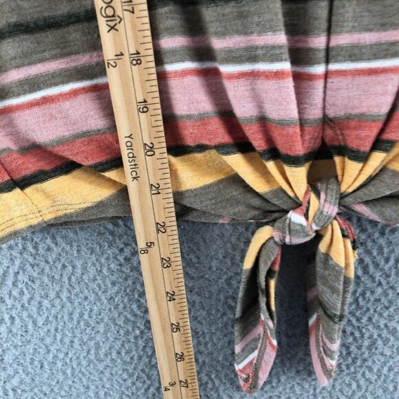 Madewell Shirt Womens Medium TeXTURE & THREAD Multicolor Stripe Tied Front Tee - Picture 9 of 10